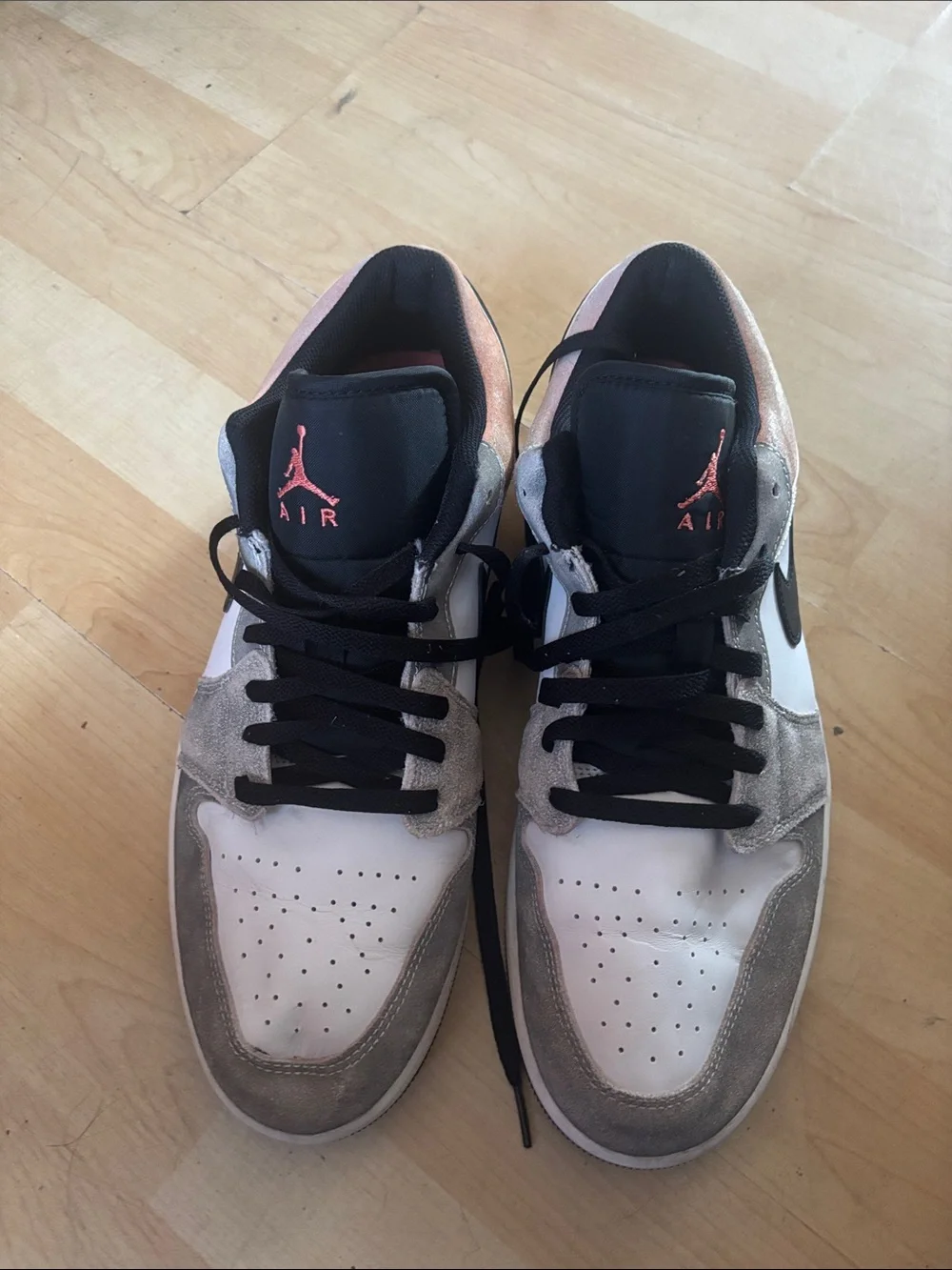 Jordan Low-Top Sneakers in White, Gray & Pink